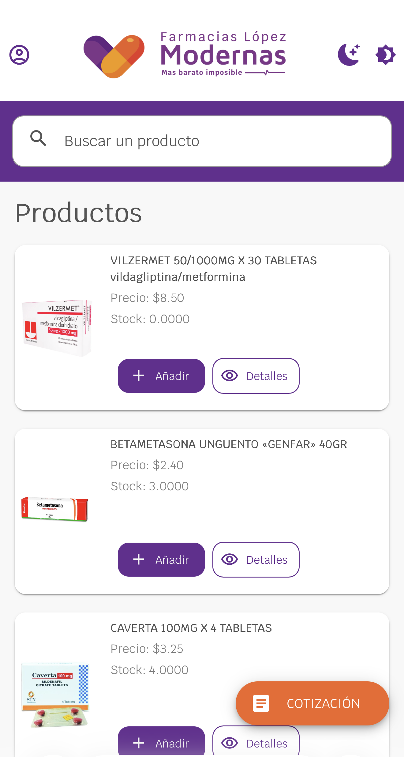 Mockup de la app